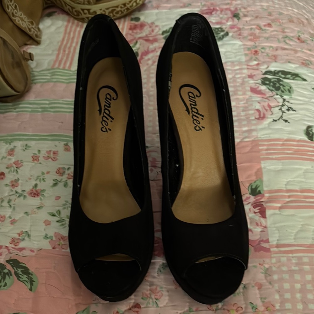 Candie's Black Peep-Toe Heels